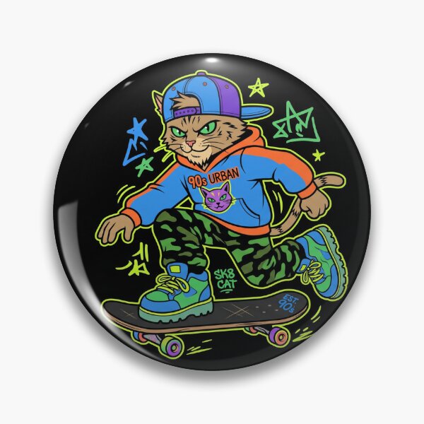 Item preview, 90s Retro Urban Skater Cat Illustration designed and sold by TeNovaStudio.