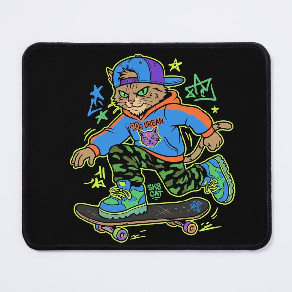Item preview, 90s Retro Urban Skater Cat Illustration designed and sold by TeNovaStudio.