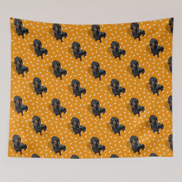 Item preview, Darling Dachshund with Orange & Treats background designed and sold by PCaleDesigns.