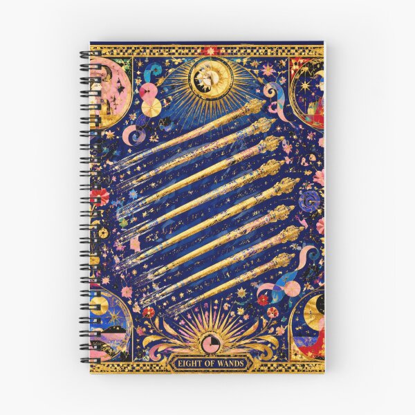 Item preview, Eight of Wands - 8 Celestial Wands, Speed and News, Golden Tarot Art designed and sold by Natalia-Vlad.