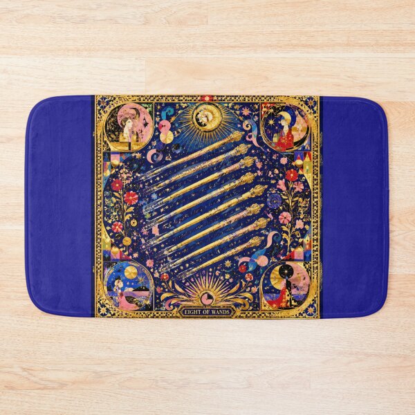 Item preview, Eight of Wands - 8 Celestial Wands, Speed and News, Golden Tarot Art designed and sold by Natalia-Vlad.