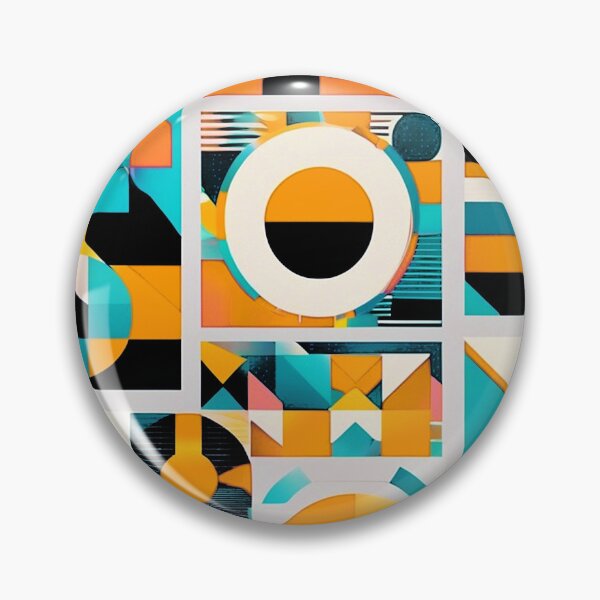 Item preview, Mid-Century Modern Aqua, Mustard, And Orange Geometric Abstract designed and sold by DEC02.