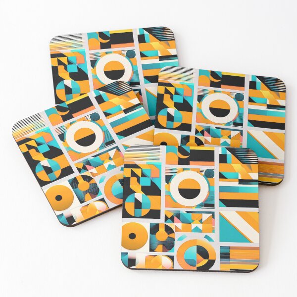 Item preview, Mid-Century Modern Aqua, Mustard, And Orange Geometric Abstract designed and sold by DEC02.