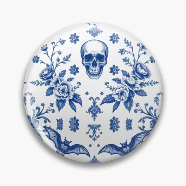 Item preview, Gothic Toile de Jouy Bats and Skull designed and sold by BeautifulVibe.
