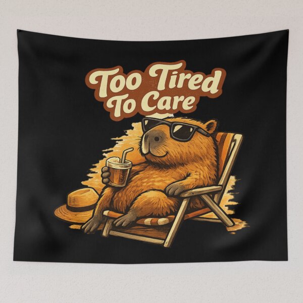 Item preview, Chill Capybara Too Tired To Care Funny Sunglasses Meme T-Shirt designed and sold by happyshirt27.