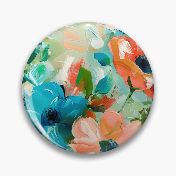 Item preview, Impressionist Floral Abstract In Blue And Papaya-Orange  designed and sold by DEC02.