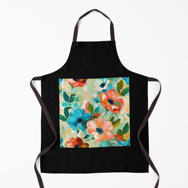 Item preview, Impressionist Floral Abstract In Blue And Papaya-Orange  designed and sold by DEC02.