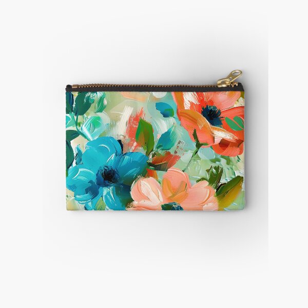 Item preview, Impressionist Floral Abstract In Blue And Papaya-Orange  designed and sold by DEC02.