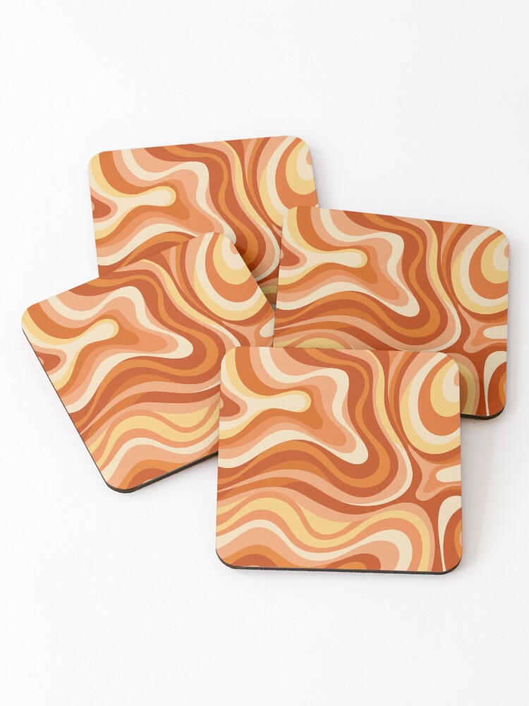 Thumbnail 1 of 5, Coasters (Set of 4), Retro wavy pattern designed and sold by Differenceee.