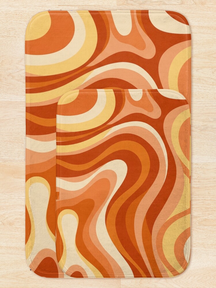Thumbnail 5 of 6, Bath Mat, Retro wavy pattern designed and sold by Differenceee.