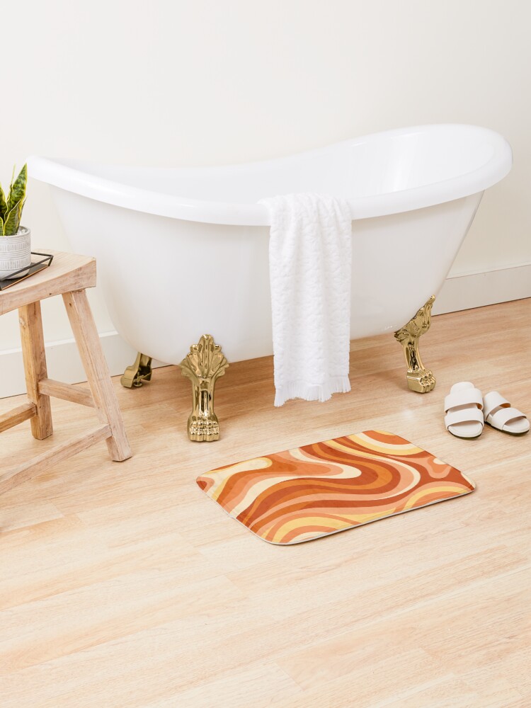 Thumbnail 2 of 6, Bath Mat, Retro wavy pattern designed and sold by Differenceee.