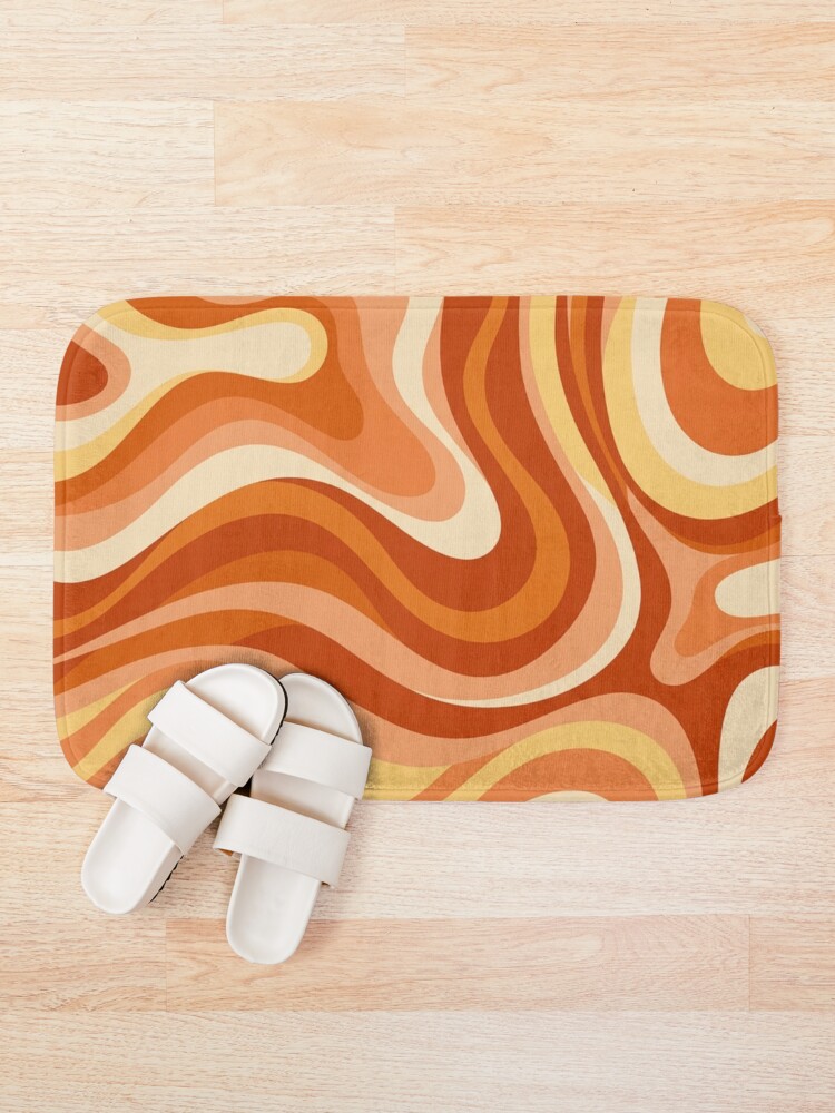 Thumbnail 1 of 6, Bath Mat, Retro wavy pattern designed and sold by Differenceee.