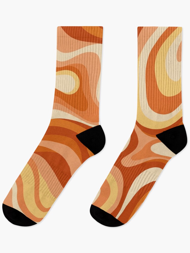 Thumbnail 1 of 5, Socks, Retro wavy pattern designed and sold by Differenceee.