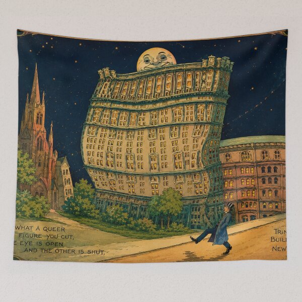 Item preview, The Curious Moon - Vintage Art Nouveau Cityscape Illustration for Retro New York Decor Lovers designed and sold by RickE.