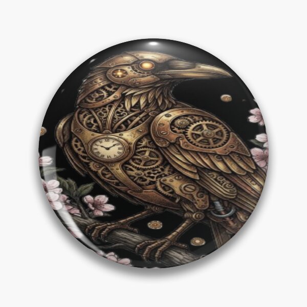 Item preview, Steampunk Raven Perched on Cherry Blossom Branch designed and sold by DailySparks.
