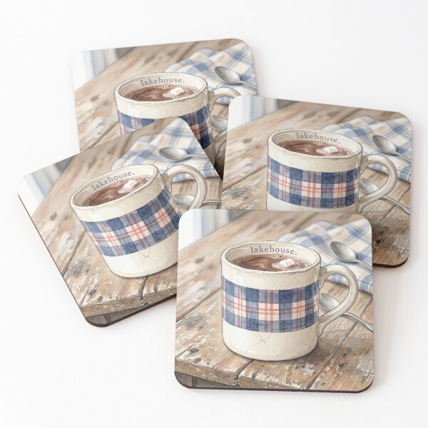 Item preview, Lakehouse Plaid Mug Illustration | Cozy Cabin Coffee Cup Watercolor Art designed and sold by DmaarGroup.