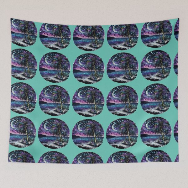 Item preview, A tropical beach at night designed and sold by lucyinspace.