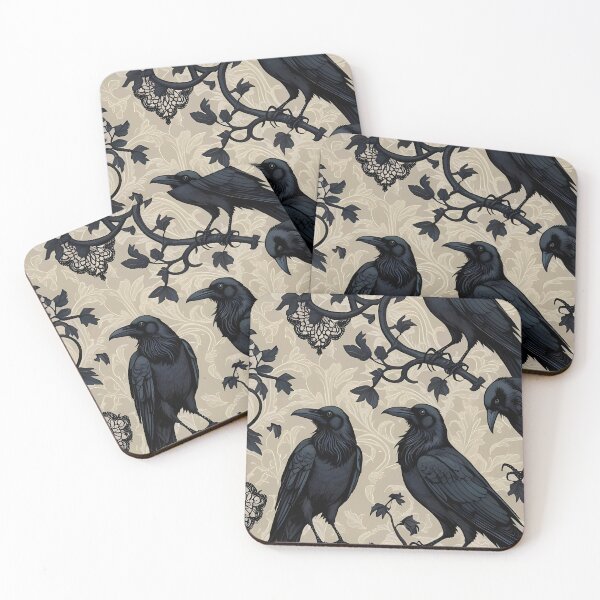 Item preview, Vintage Gothic Crow Pattern Dark Academia Witchy Raven Art designed and sold by BeataPrint.