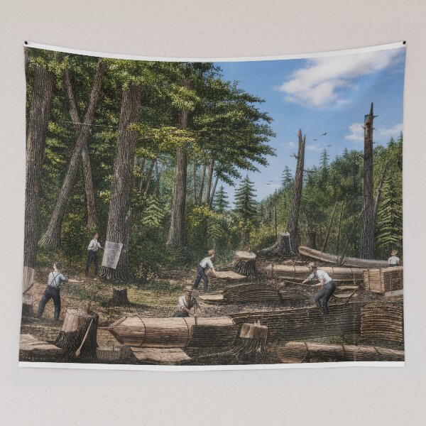Item preview, Eastern Hemlock being peeled for Tanning, Colorized designed and sold by Urbantheseus.