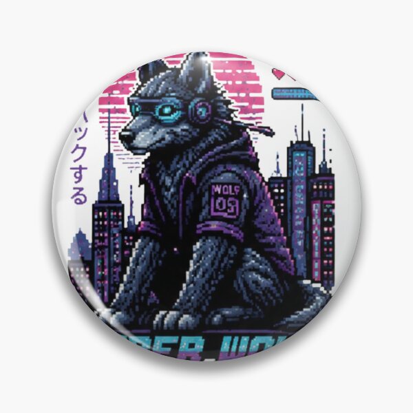 Item preview, Cyber Wolf Retro Pixel Gamer Art designed and sold by novaduman.