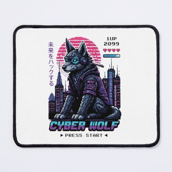 Item preview, Cyber Wolf Retro Pixel Gamer Art designed and sold by novaduman.