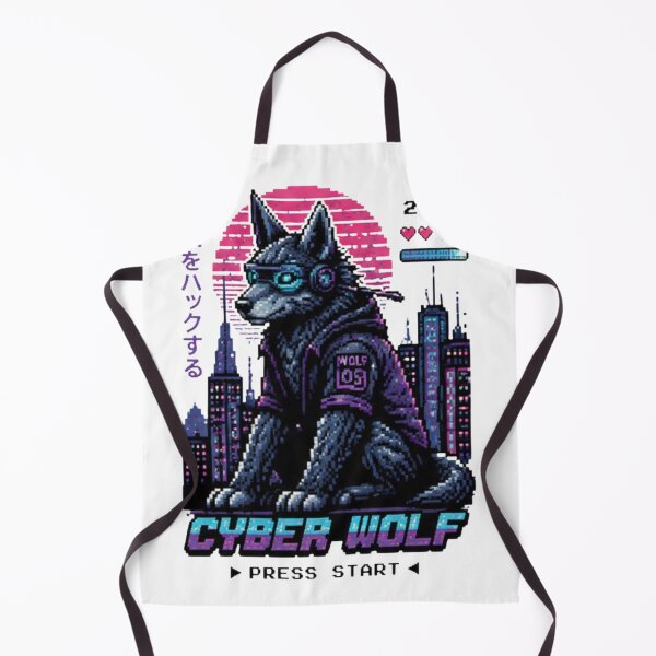 Item preview, Cyber Wolf Retro Pixel Gamer Art designed and sold by novaduman.