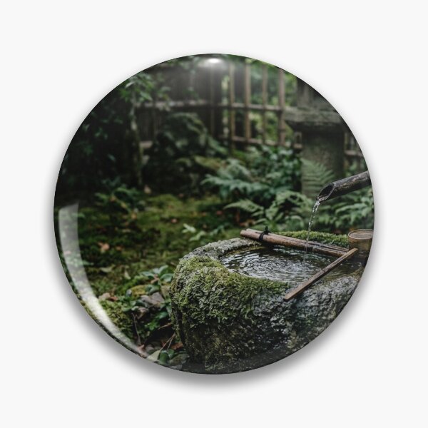 Item preview, Tsukubai Stone Water Basin | Japanese Wabi-Sabi Art | Zen Garden Minimalist Print designed and sold by KUZU-NOHA.