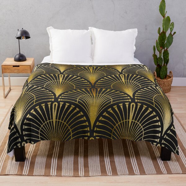 Item preview, Vintage Art Deco Golden And Black Fan Pattern  designed and sold by DEC02.