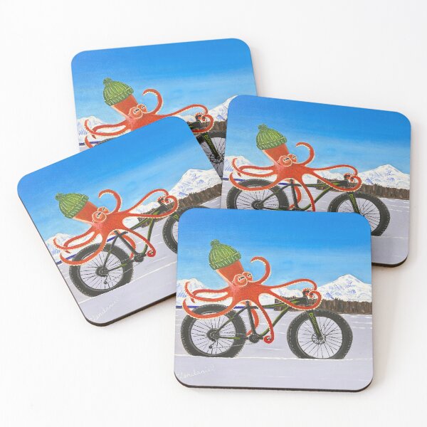 Item preview, Octopus Riding Fat Bike Oil Painting by Alaskan Artist Scott Clendaniel designed and sold by Scott Clendaniel.
