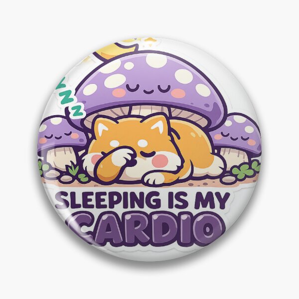 Item preview, Sleeping is my Cardio Funny Shiba Inu Sticker — Kawaii Mushroom Pastel Dog Sticker" designed and sold by tammss.stickers.