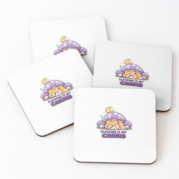 Item preview, Sleeping is my Cardio Funny Shiba Inu Sticker — Kawaii Mushroom Pastel Dog Sticker" designed and sold by tammss.stickers.