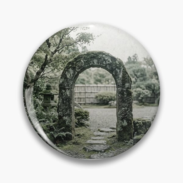 Item preview, Ancient Stone Arch in Garden | Japanese Wabi-Sabi Art | Zen Garden Minimalist Print designed and sold by KUZU-NOHA.