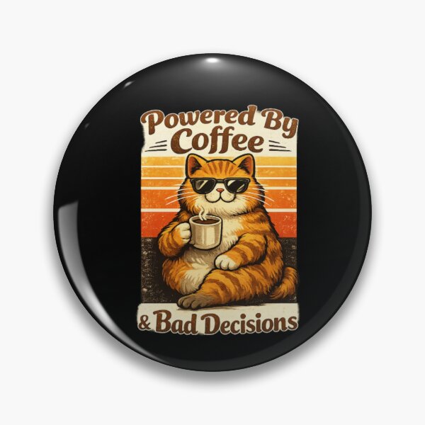 Item preview, Powered By Coffee And Bad Decisions Funny Cat Meme T-Shirt designed and sold by happyshirt27.