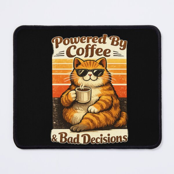 Item preview, Powered By Coffee And Bad Decisions Funny Cat Meme T-Shirt designed and sold by happyshirt27.