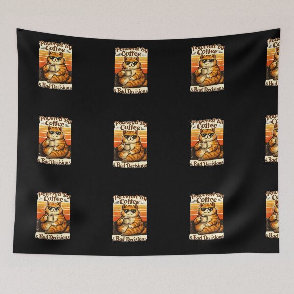 Item preview, Powered By Coffee And Bad Decisions Funny Cat Meme T-Shirt designed and sold by happyshirt27.
