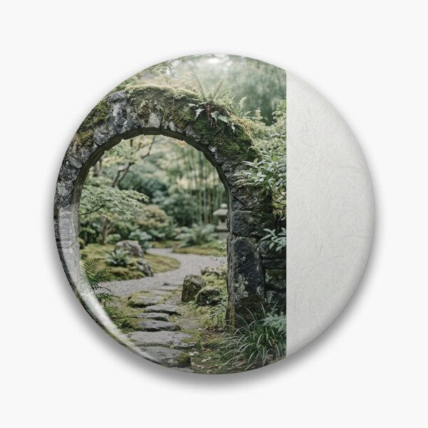 Item preview, Ancient Stone Arch in Garden | Japanese Wabi-Sabi Art | Zen Garden Minimalist Print designed and sold by KUZU-NOHA.