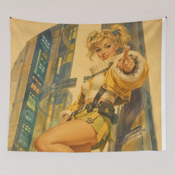 Item preview, Retro Cyber Heroine Pinup – Vintage Futuristic Anime Glamour designed and sold by Cosplayvintage.