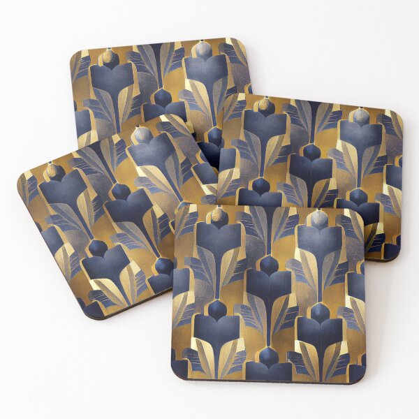 Item preview, Vintage Royal Blue And Golden Art Deco Pattern designed and sold by DEC02.