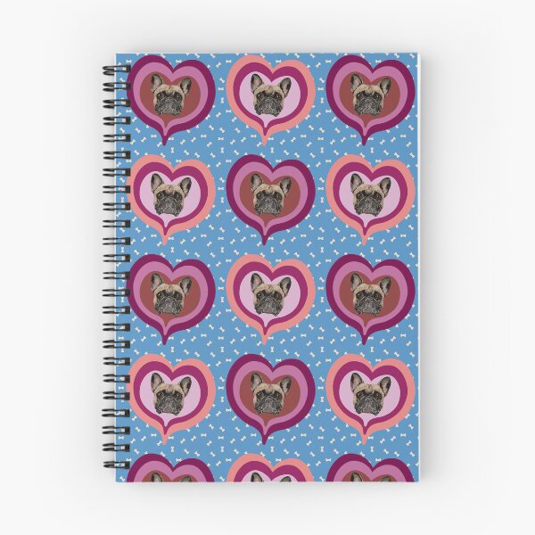 Item preview, Frenchie Obsessed heart pattern on blue dog treats background designed and sold by PCaleDesigns.