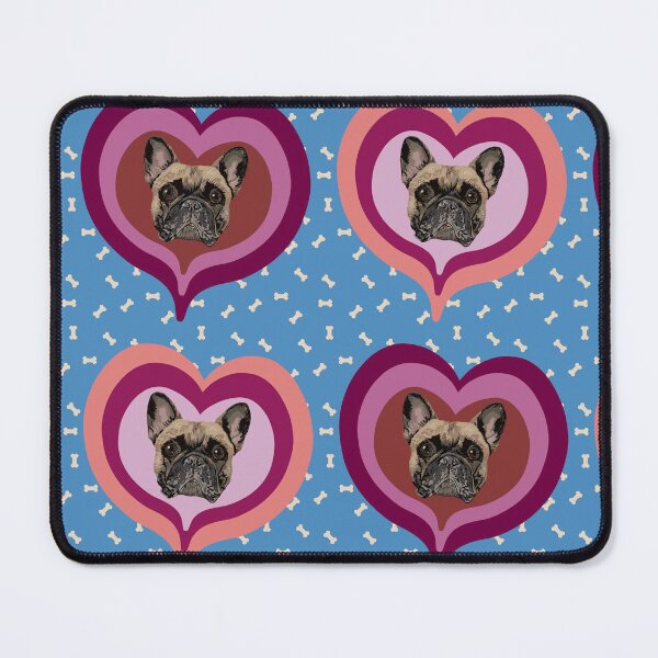 Item preview, Frenchie Obsessed heart pattern on blue dog treats background designed and sold by PCaleDesigns.