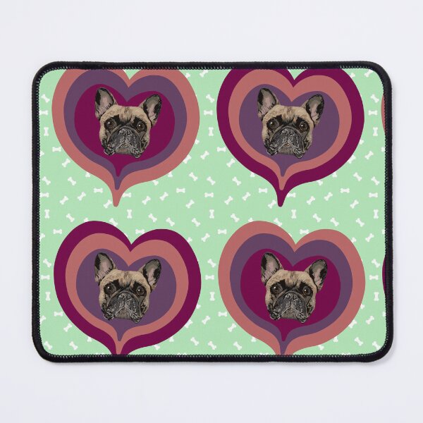 Item preview, Frenchie Obsessed heart pattern on mint green dog treats background designed and sold by PCaleDesigns.