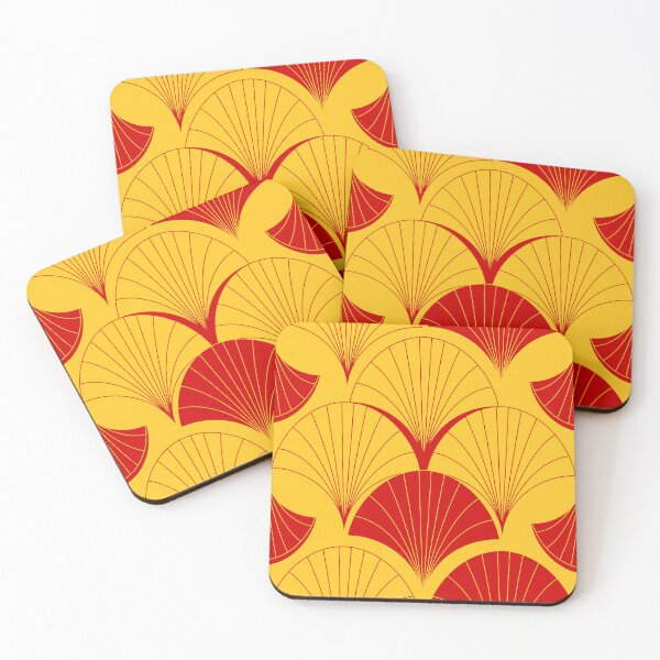 Item preview, Asian Art Deco Red And Yellow Fan Pattern designed and sold by DEC02.