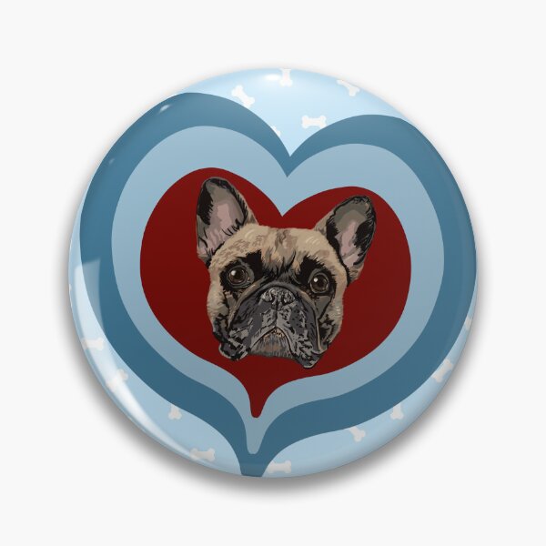 Item preview, Frenchie Obsessed heart pattern on light blue dog treats background designed and sold by PCaleDesigns.