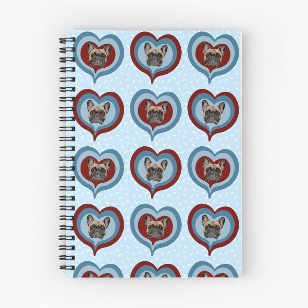 Item preview, Frenchie Obsessed heart pattern on light blue dog treats background designed and sold by PCaleDesigns.