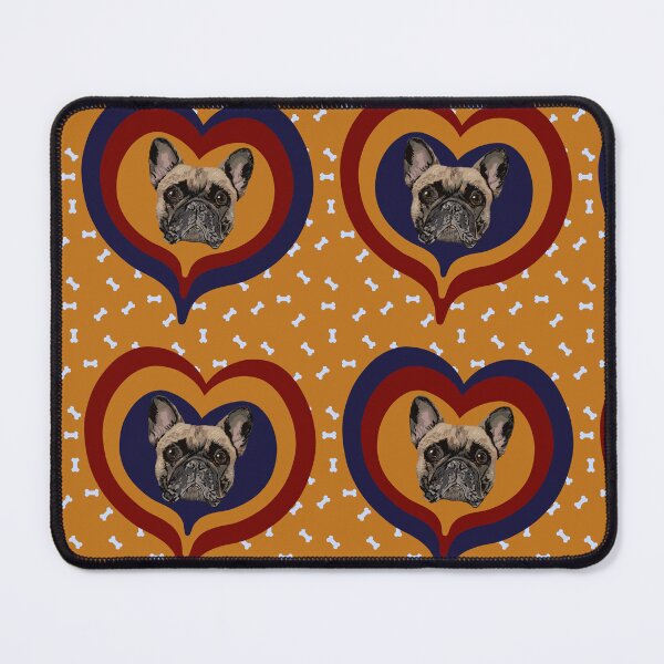 Item preview, Frenchie Obsessed heart pattern on orange dog treats background designed and sold by PCaleDesigns.