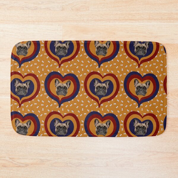 Item preview, Frenchie Obsessed heart pattern on orange dog treats background designed and sold by PCaleDesigns.