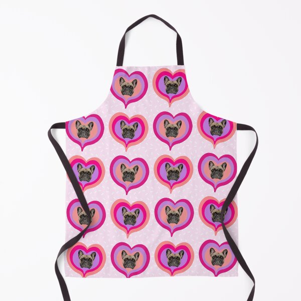 Item preview, Frenchie Obsessed heart pattern on light pink treats background designed and sold by PCaleDesigns.