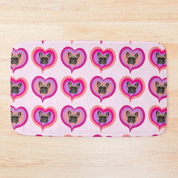 Item preview, Frenchie Obsessed heart pattern on light pink treats background designed and sold by PCaleDesigns.
