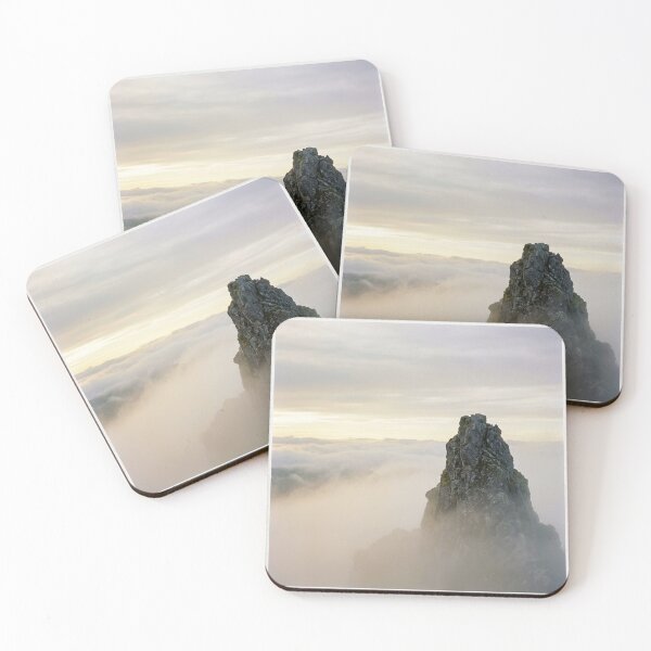 Item preview, Rock Formation in Morning Mist | Japanese Wabi-Sabi Art | Zen Landscape Minimalist Print designed and sold by KUZU-NOHA.