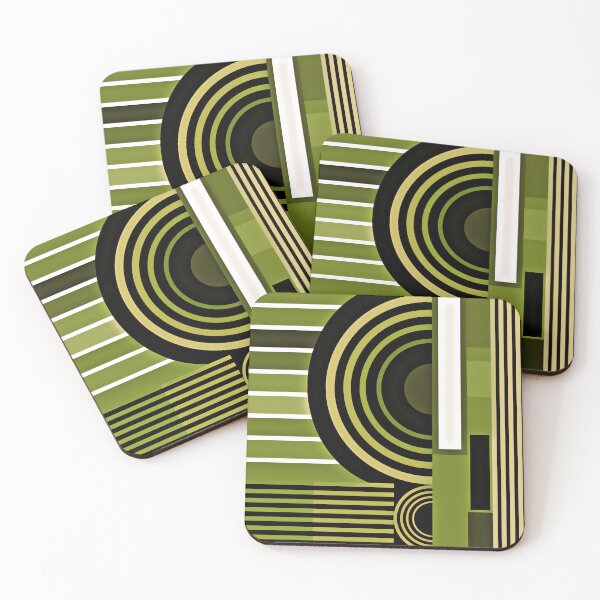 Item preview, Mid-Century Modern Bauhaus Geometric Pattern In Olive Green designed and sold by DEC02.